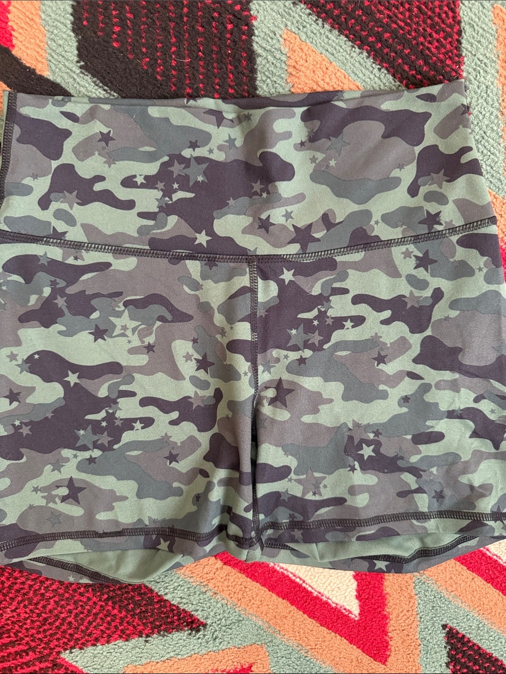 Fabletics Green Camo Star High-Rise Bike Shorts